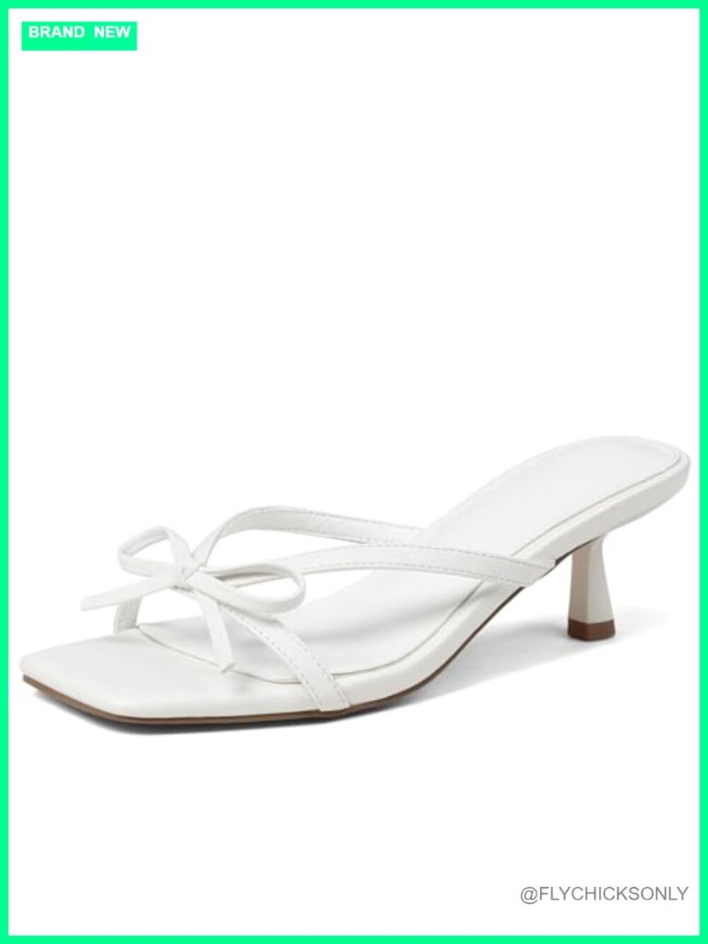 Kitten Heel Sandals Slip On Bow Pleated Square Toe Comfortable Women's